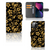 iPhone 13 Mini Hoesje Gouden Bloemen met prachtig gouden bloemen ontwerp en ruimte voor pasjes 💳.