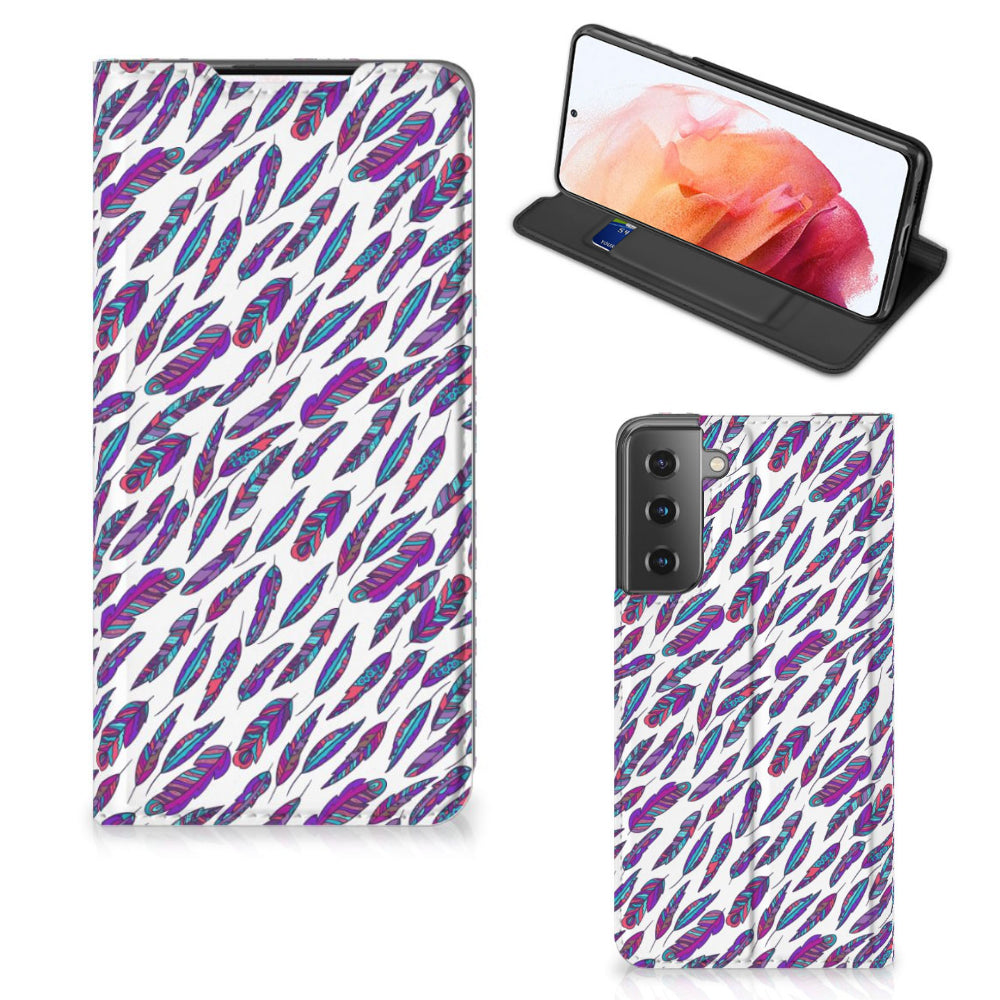 Samsung Galaxy S21 Hoesje met Magneet Feathers Color