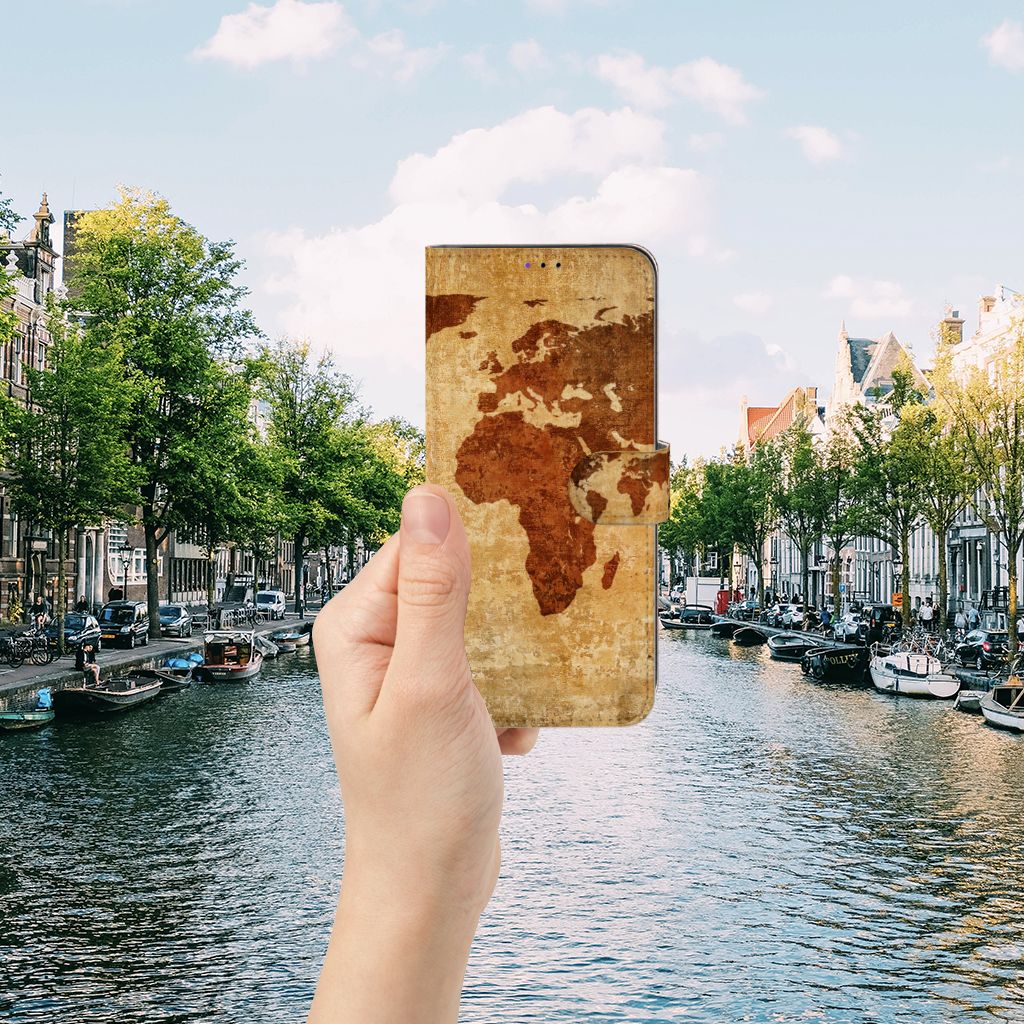 Samsung Galaxy A22 5G Flip Cover Wereldkaart