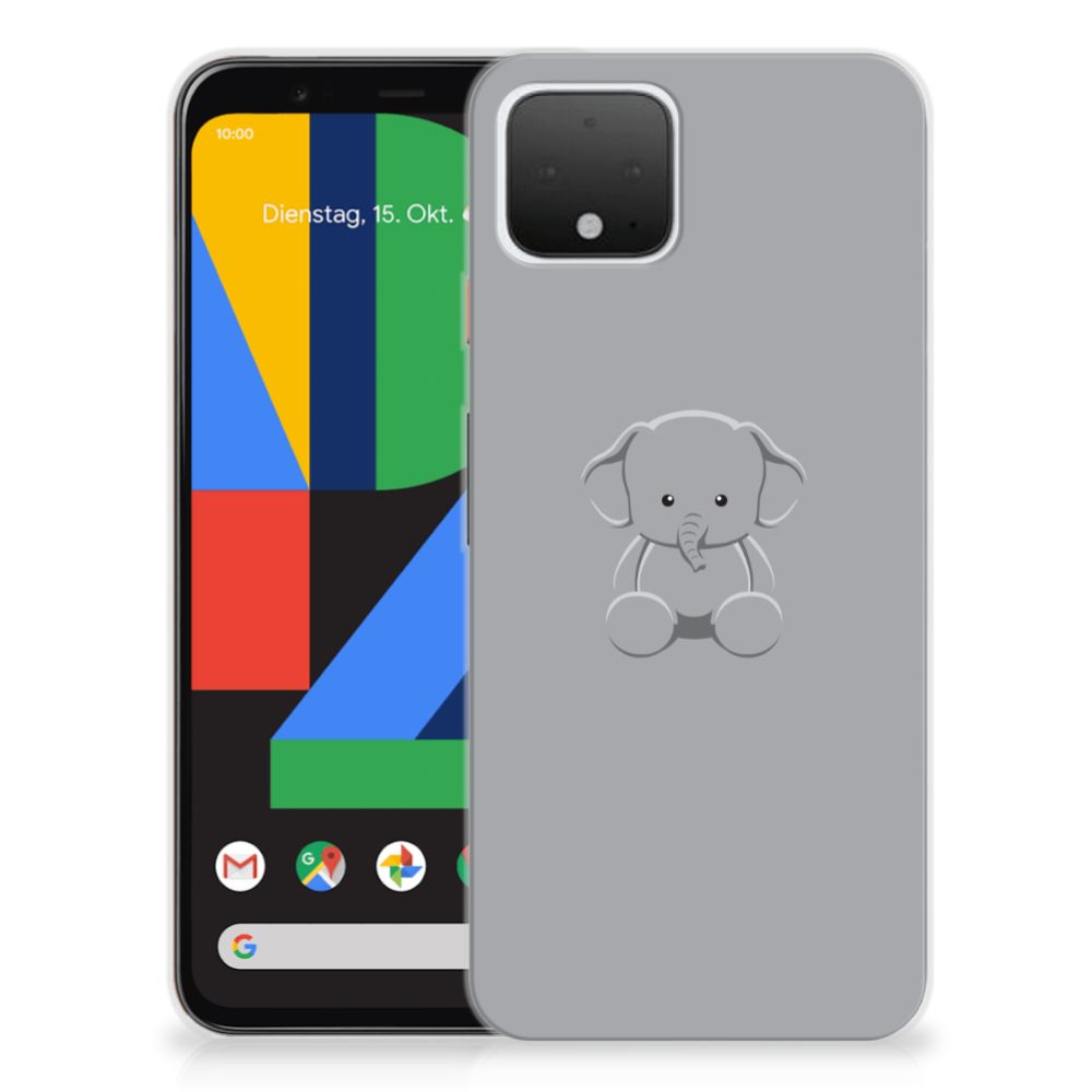 Google Pixel 4 Telefoonhoesje met Naam Grijs Baby Olifant