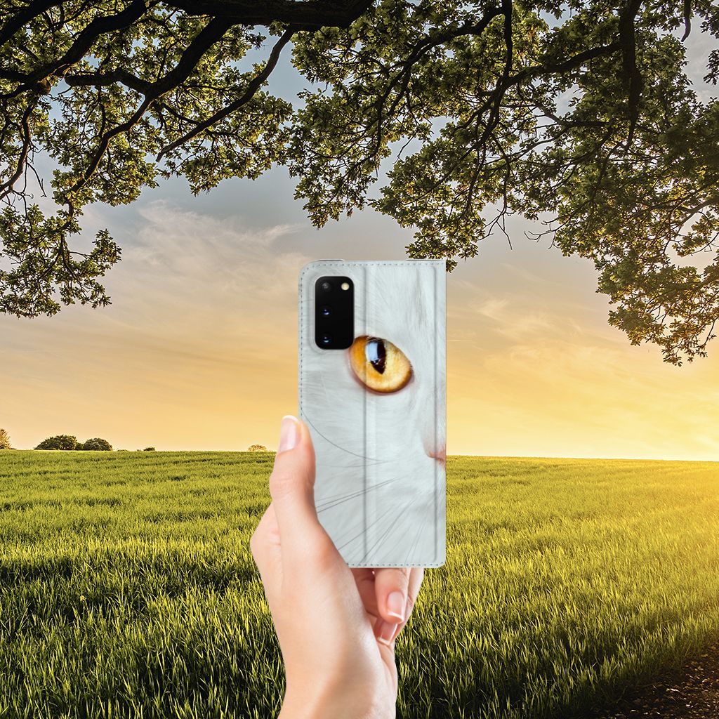 Samsung Galaxy S20 Hoesje maken Witte Kat - B2C Telecom