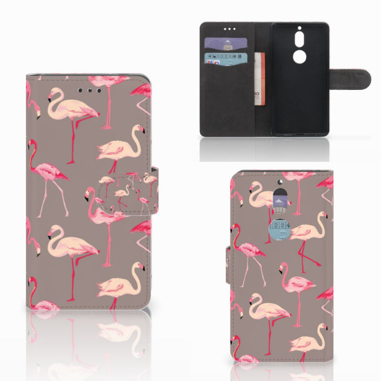 Nokia 7 Telefoonhoesje met Pasjes Flamingo