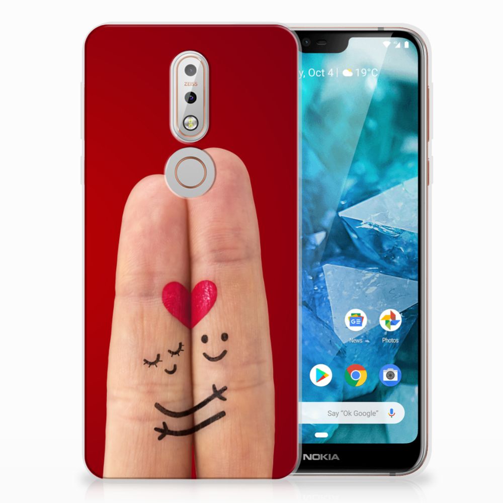 Nokia 7.1 Silicone Back Cover Liefde - Origineel Romantisch Cadeau