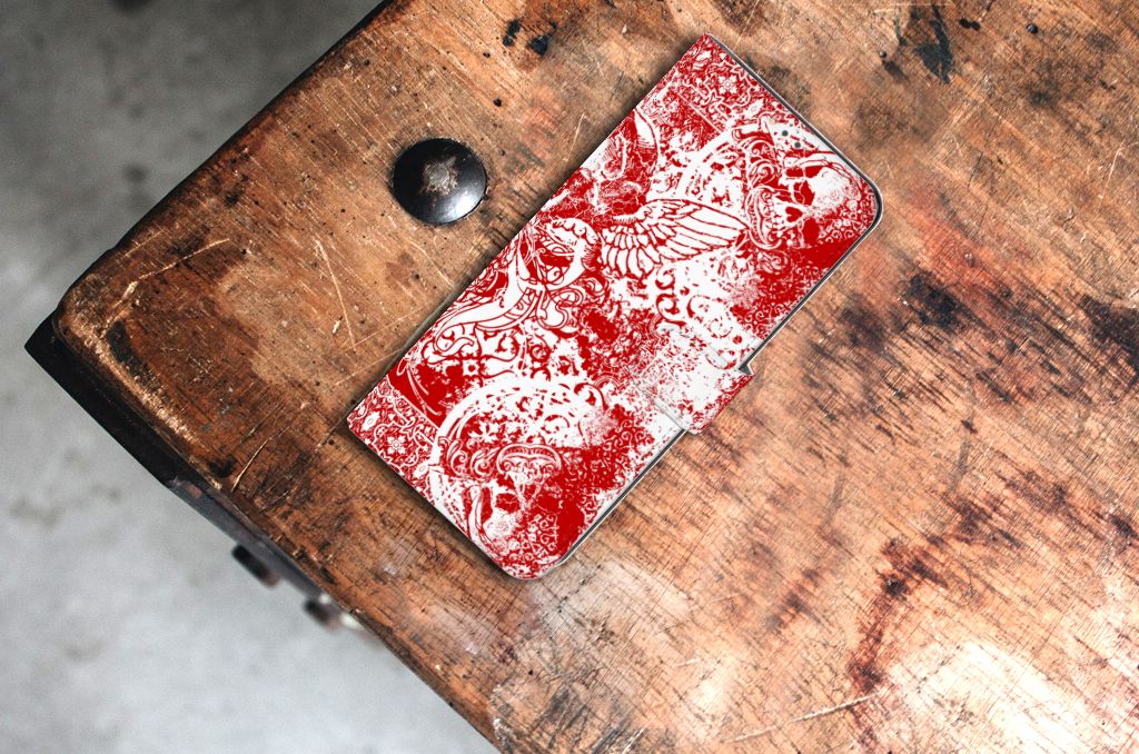Telefoonhoesje met Naam Nokia 5.3 Angel Skull Rood
