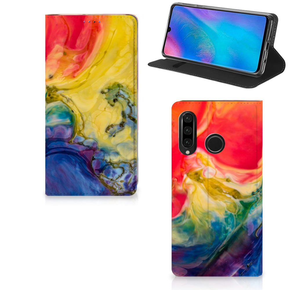 Bookcase Huawei P30 Lite New Edition Watercolor Dark