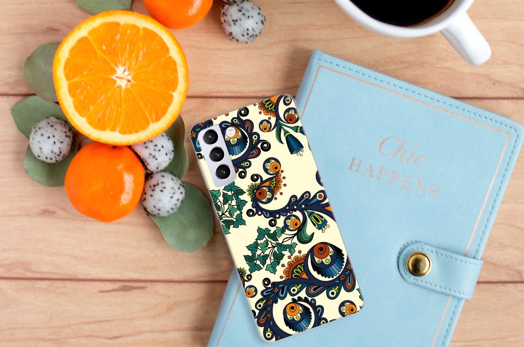 Siliconen Hoesje Samsung Galaxy S21 Plus Barok Flower B2C Telecom
