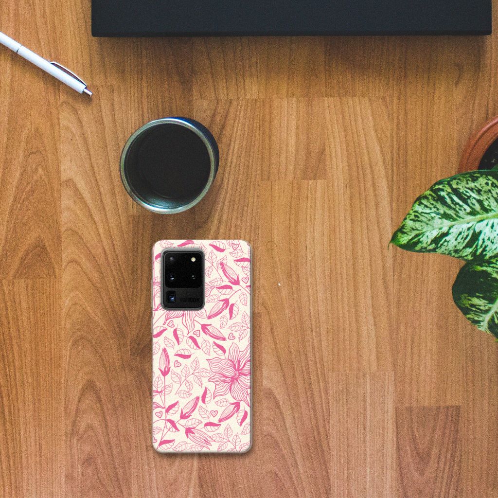 Samsung Galaxy S20 Ultra TPU Case Pink Flowers B2C Telecom