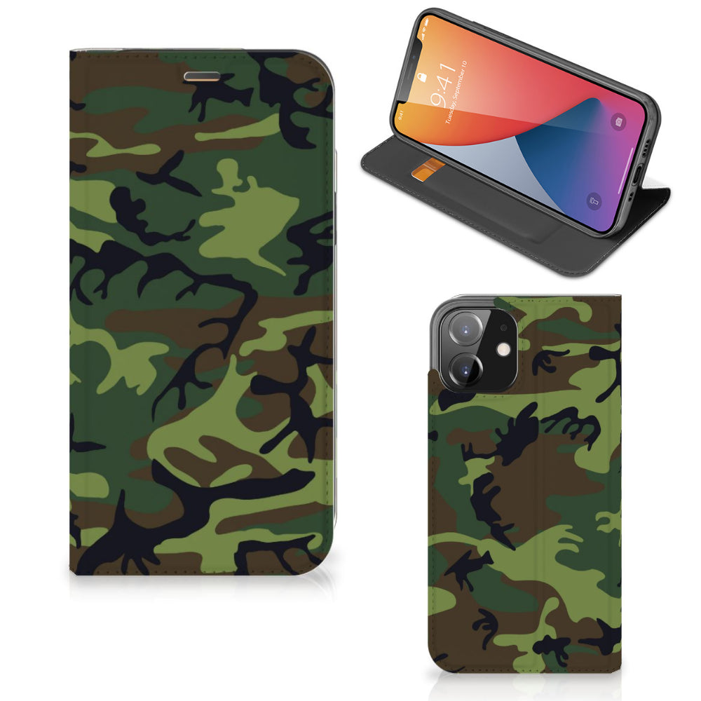 iPhone 12 | iPhone 12 Pro Hoesje met Magneet Army Dark