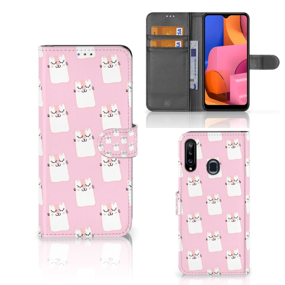 Samsung Galaxy A20s Telefoonhoesje met Pasjes Sleeping Cats