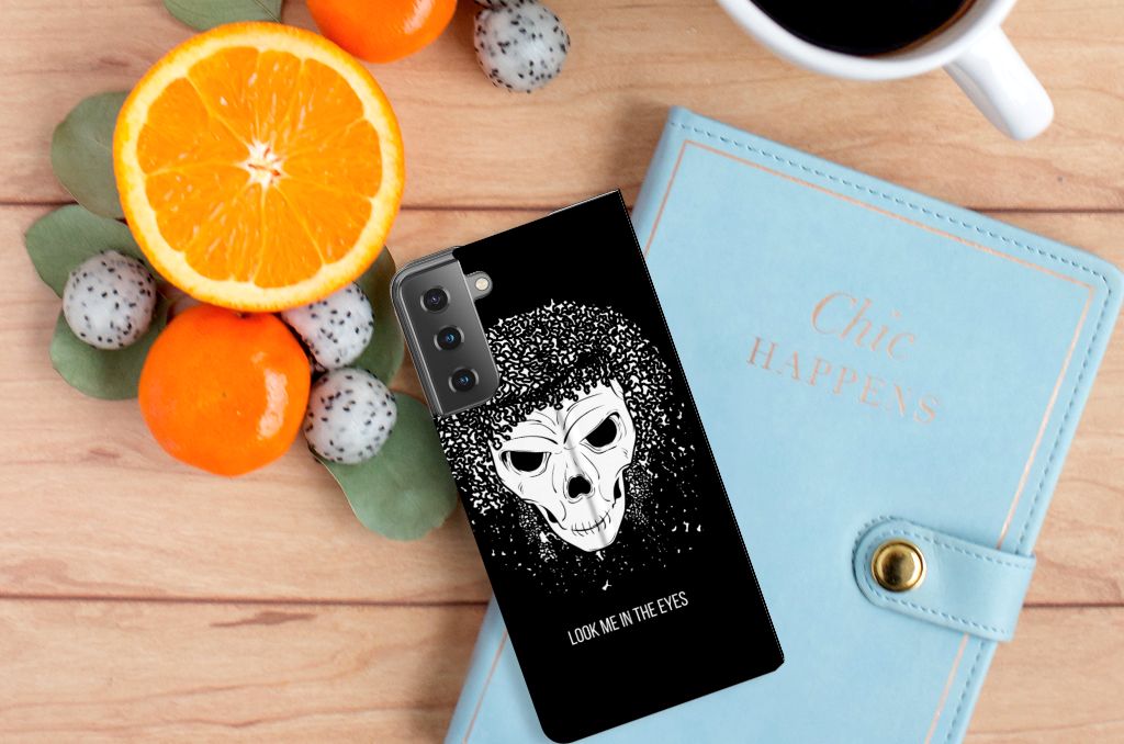 Mobiel BookCase Samsung Galaxy S21 Plus Skull Hair - B2C Telecom