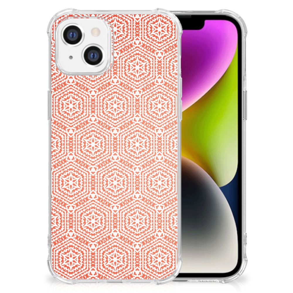iPhone 14 Doorzichtige Silicone Hoesje Pattern Orange