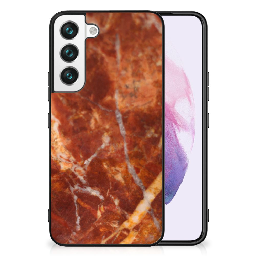 Samsung Galaxy S22 Marmeren Print Telefoonhoesje Marmer Bruin