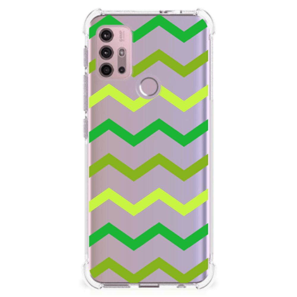 Motorola Moto G30 | G20 | G10 Doorzichtige Silicone Hoesje Zigzag Groen