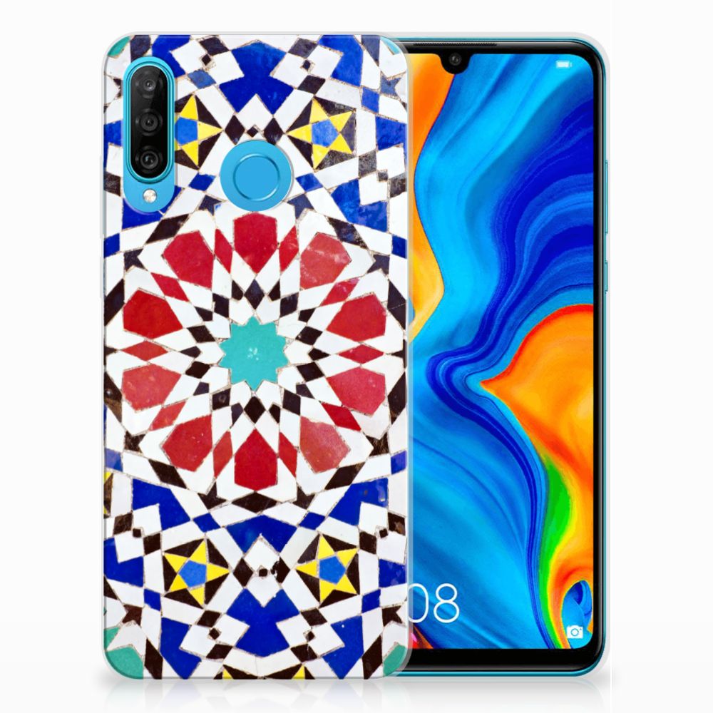 Huawei P30 Lite TPU Siliconen Hoesje Mozaïek