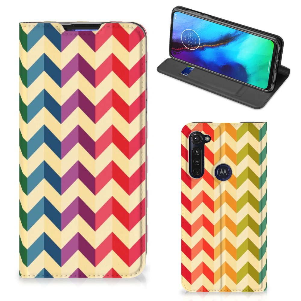 Motorola Moto G Pro Hoesje met Magneet Zigzag Multi Color - B2C Telecom