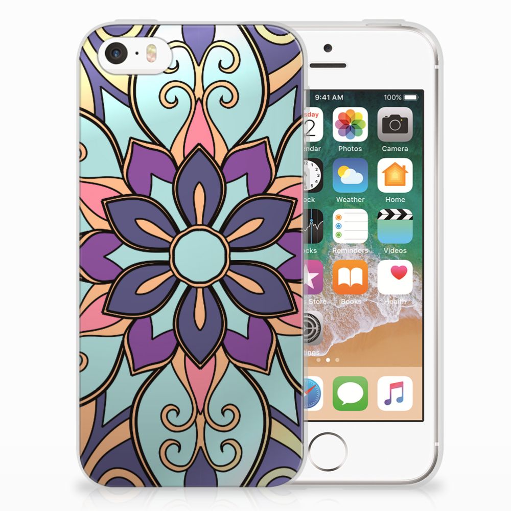 Apple iPhone SE | 5S TPU Case Purple Flower