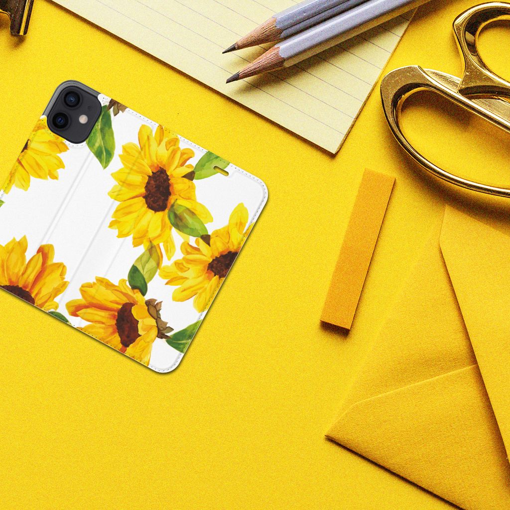 Smart Cover voor iPhone 12 Mini Zonnebloemen - B2C Telecom