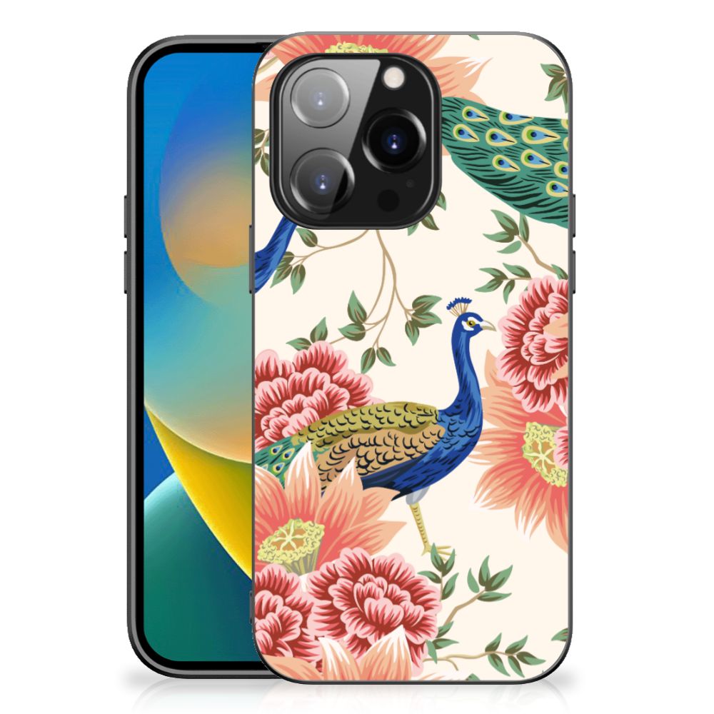 Dierenprint Telefoonhoesje voor iPhone 14 Pro Pink Peacock B2C Telecom