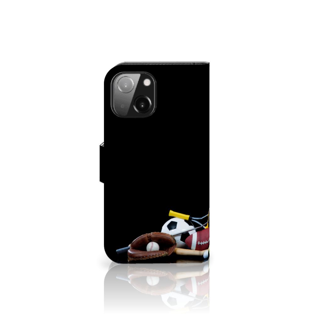 iPhone 13 Mini Wallet Case met Pasjes Sports met afbeeldingen van verschillende sportuitrusting