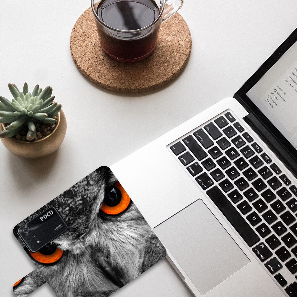 Xiaomi Poco X4 Pro 5G Telefoonhoesje met Pasjes Uil