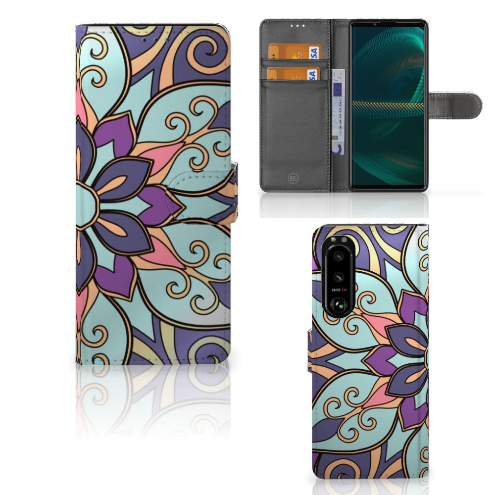 Sony Xperia 5III Hoesje Purple Flower