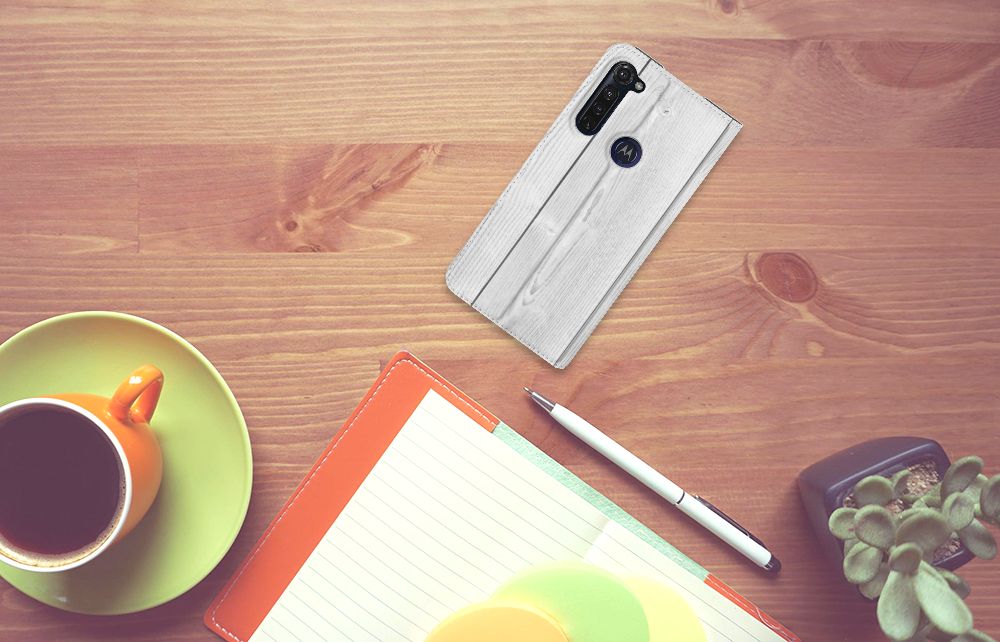 Motorola Moto G Pro Book Wallet Case White Wood - B2C Telecom