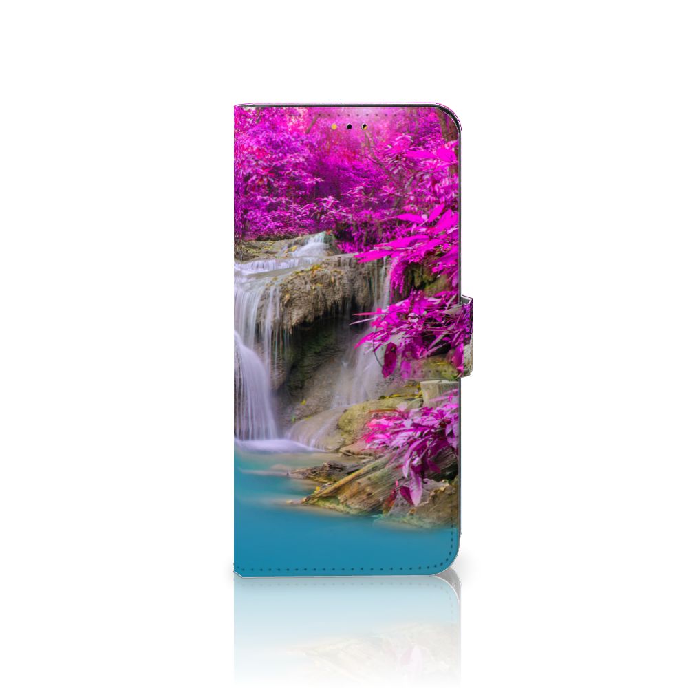 Samsung Galaxy A14 5G Flip Cover Waterval met kleurrijke waterval en paarse bomen