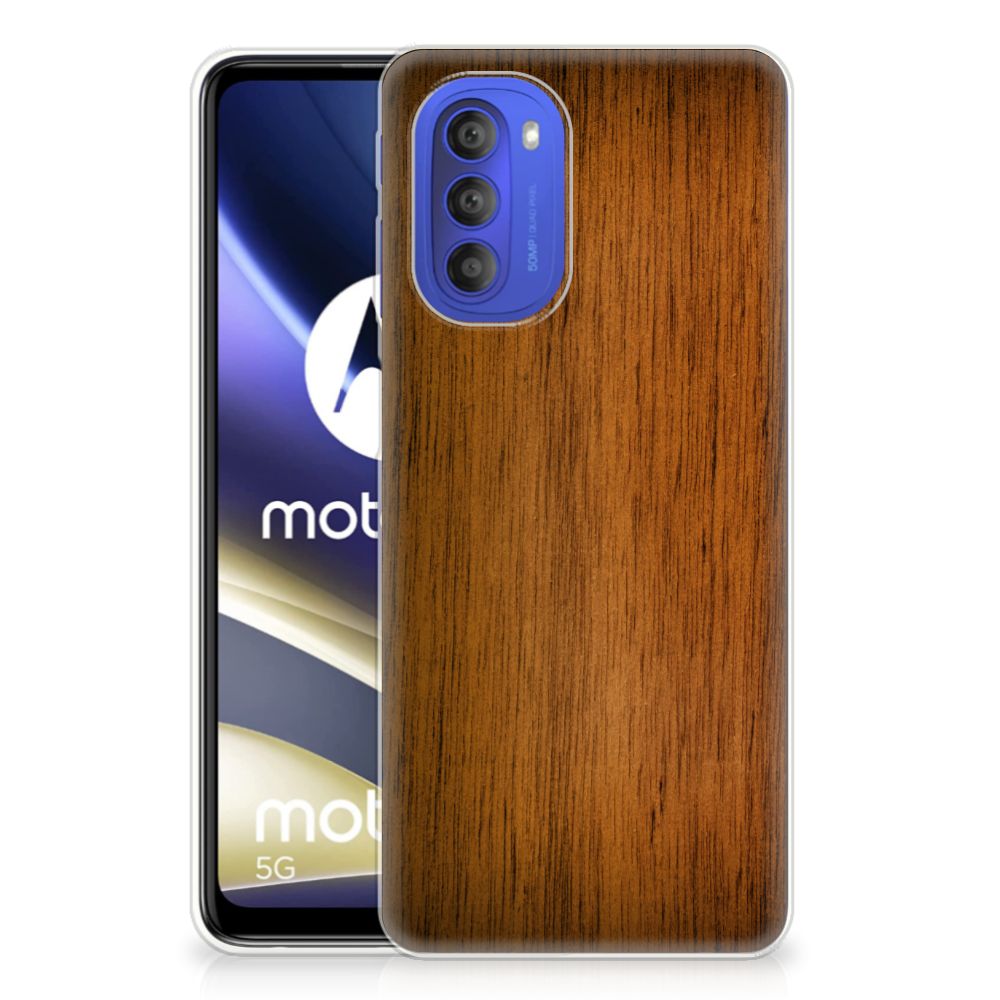 Motorola Moto G51 5G Bumper Hoesje Donker Hout