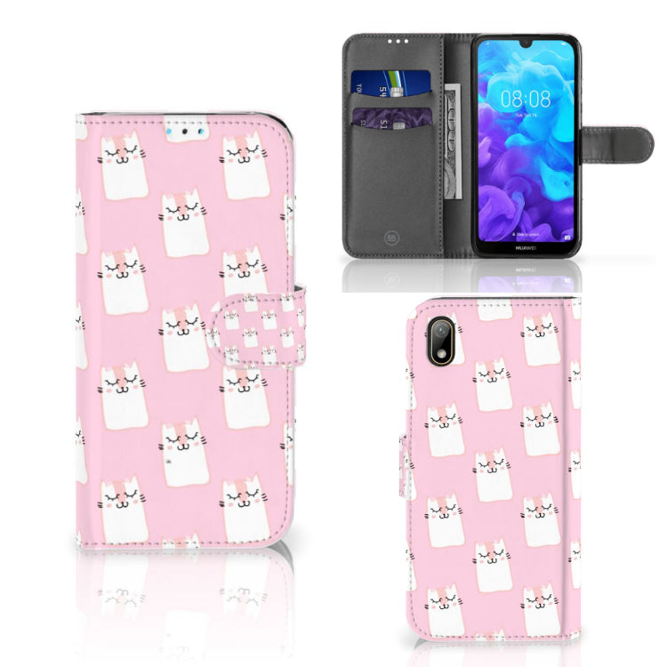 Huawei Y5 (2019) Telefoonhoesje met Pasjes Sleeping Cats