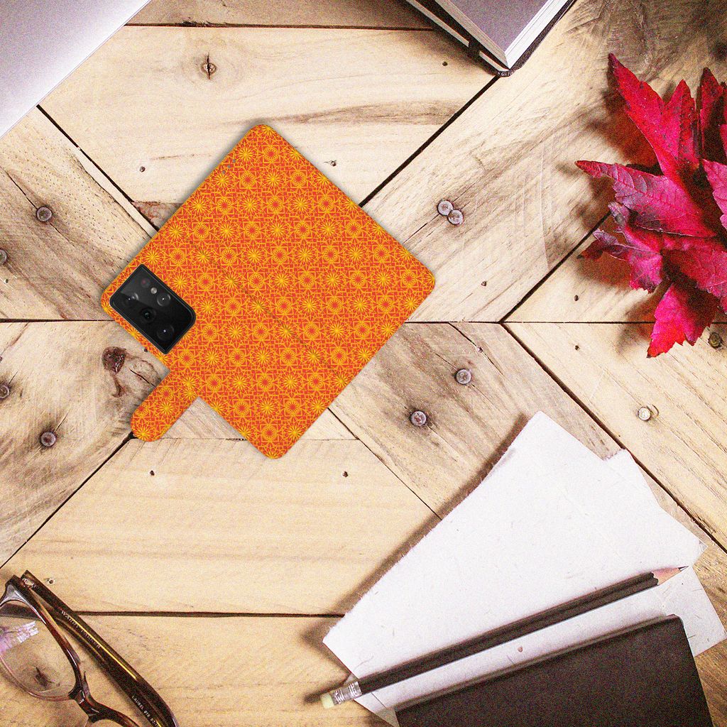 Samsung Galaxy S21 Ultra Telefoon Hoesje Batik Oranje