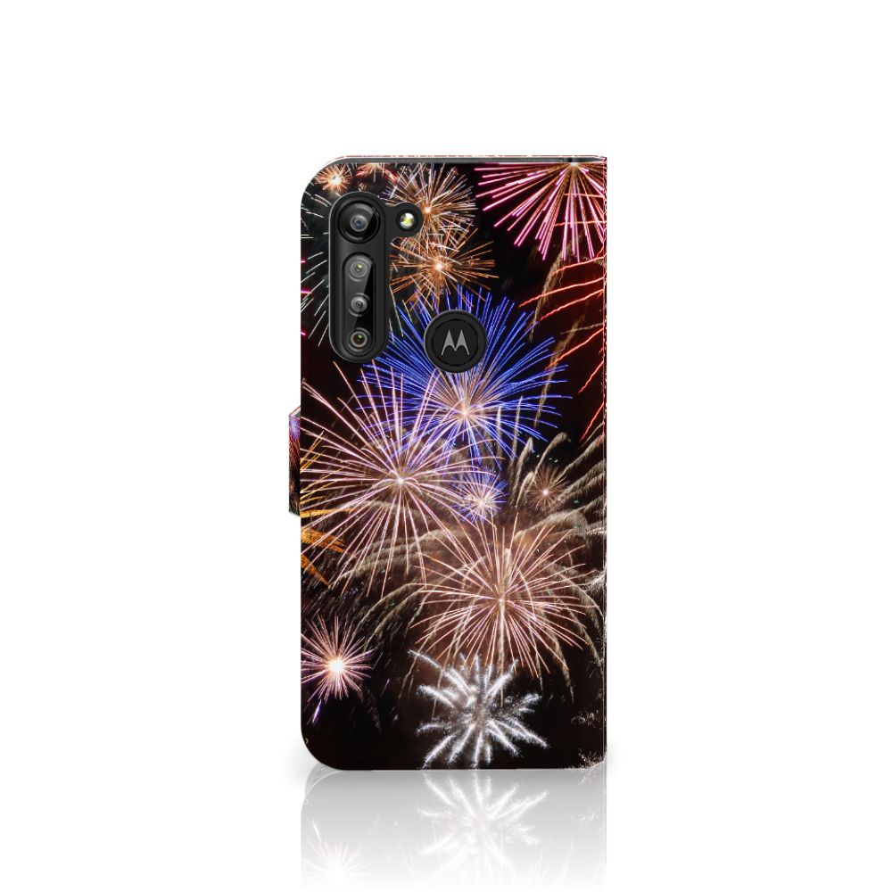 Motorola G8 Power Wallet Case met Pasjes Vuurwerk