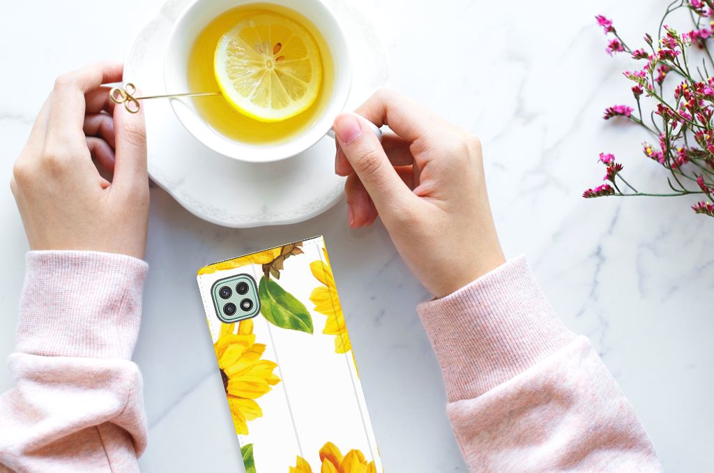 Smart Cover voor Samsung Galaxy A22 5G Zonnebloemen - B2C Telecom