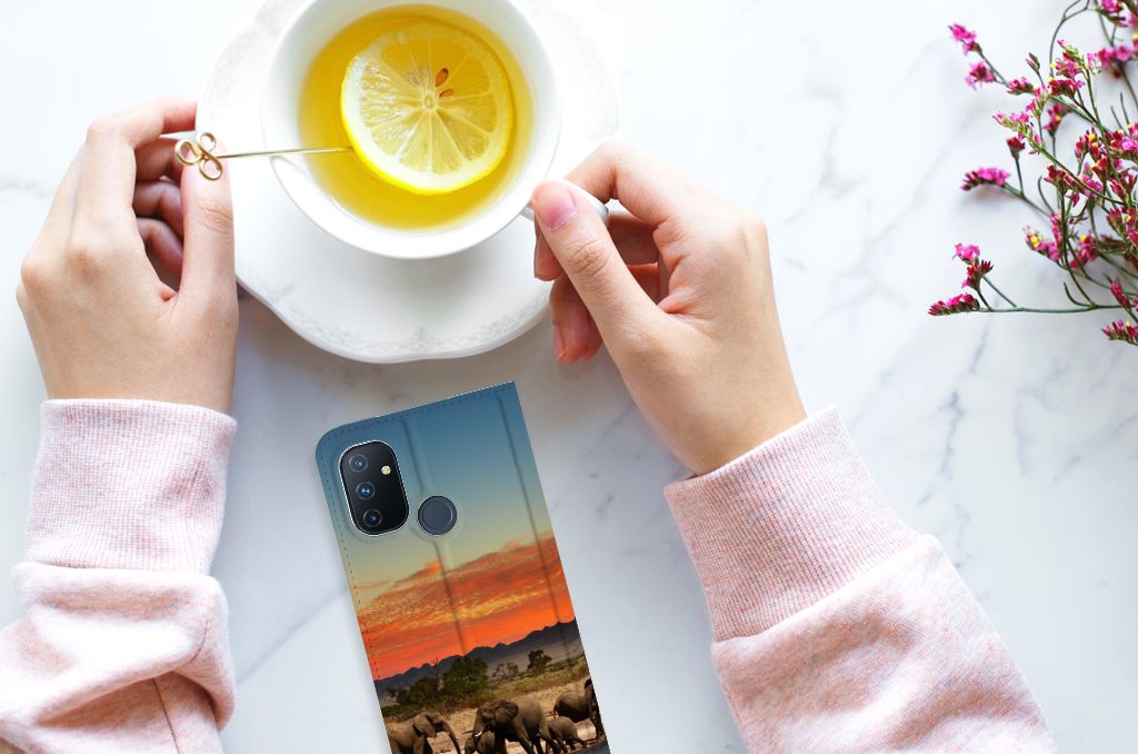 OnePlus Nord N100 Hoesje maken Olifanten - B2C Telecom