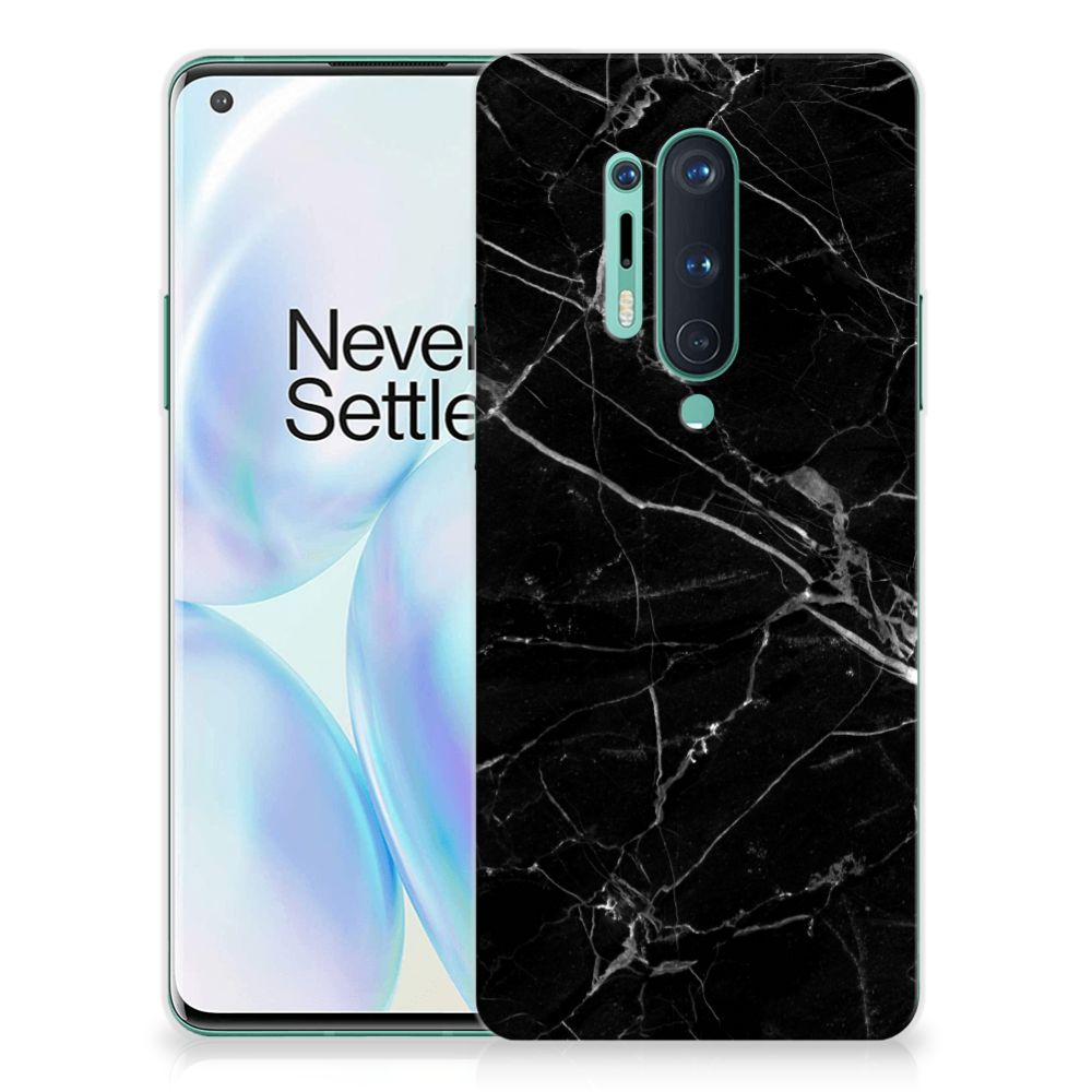 OnePlus 8 Pro TPU Siliconen Hoesje Marmer Zwart - Origineel Cadeau Vader