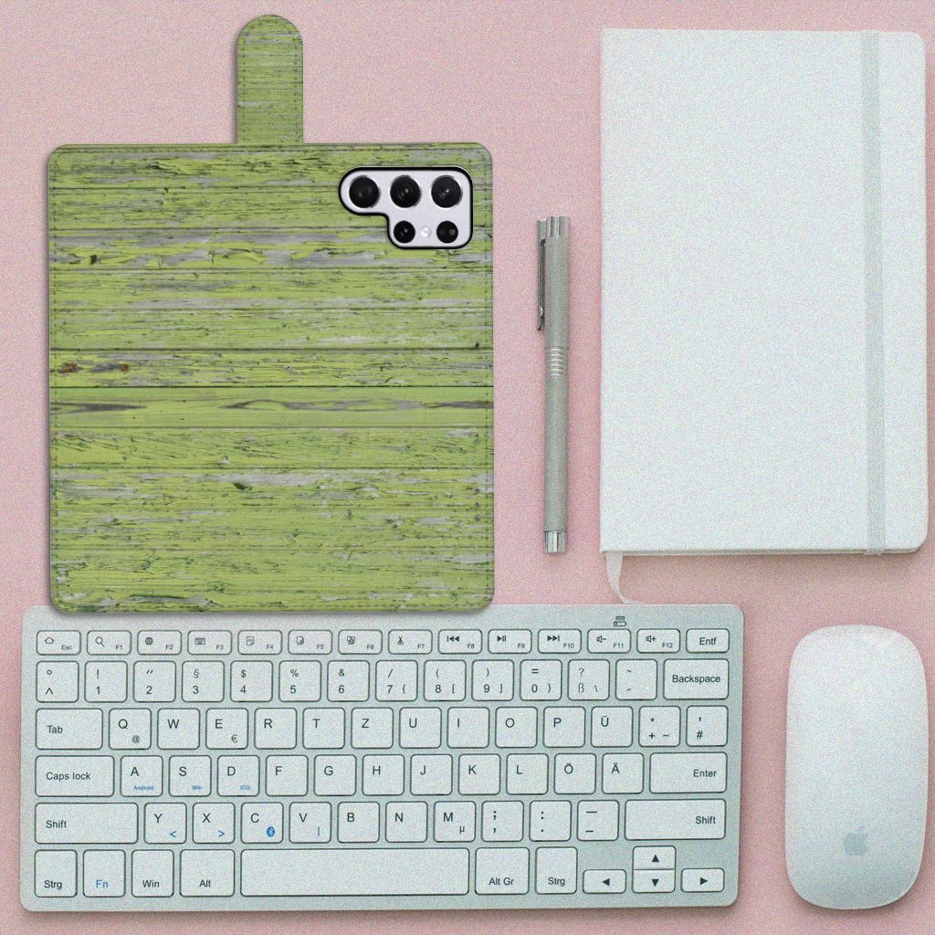 Samsung Galaxy S22 Ultra Book Style Case Green Wood