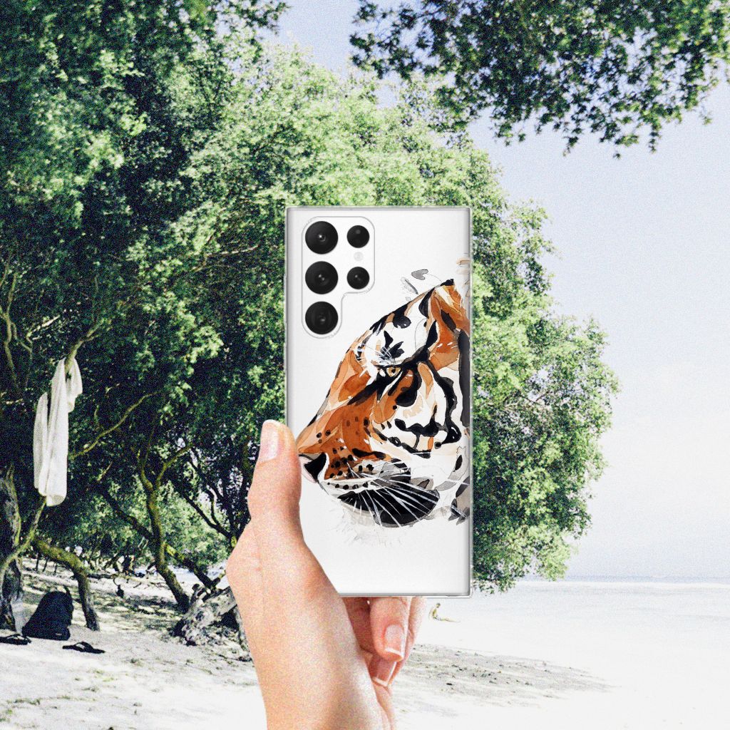 Hoesje maken Samsung Galaxy S22 Ultra Watercolor Tiger