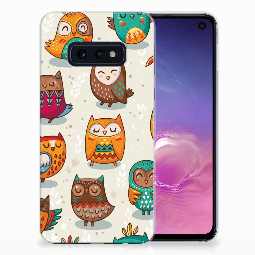 Samsung Galaxy S10e TPU Hoesje Vrolijke Uilen
