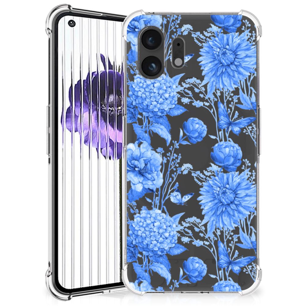 Case voor Nothing Phone (2) Flowers Blue