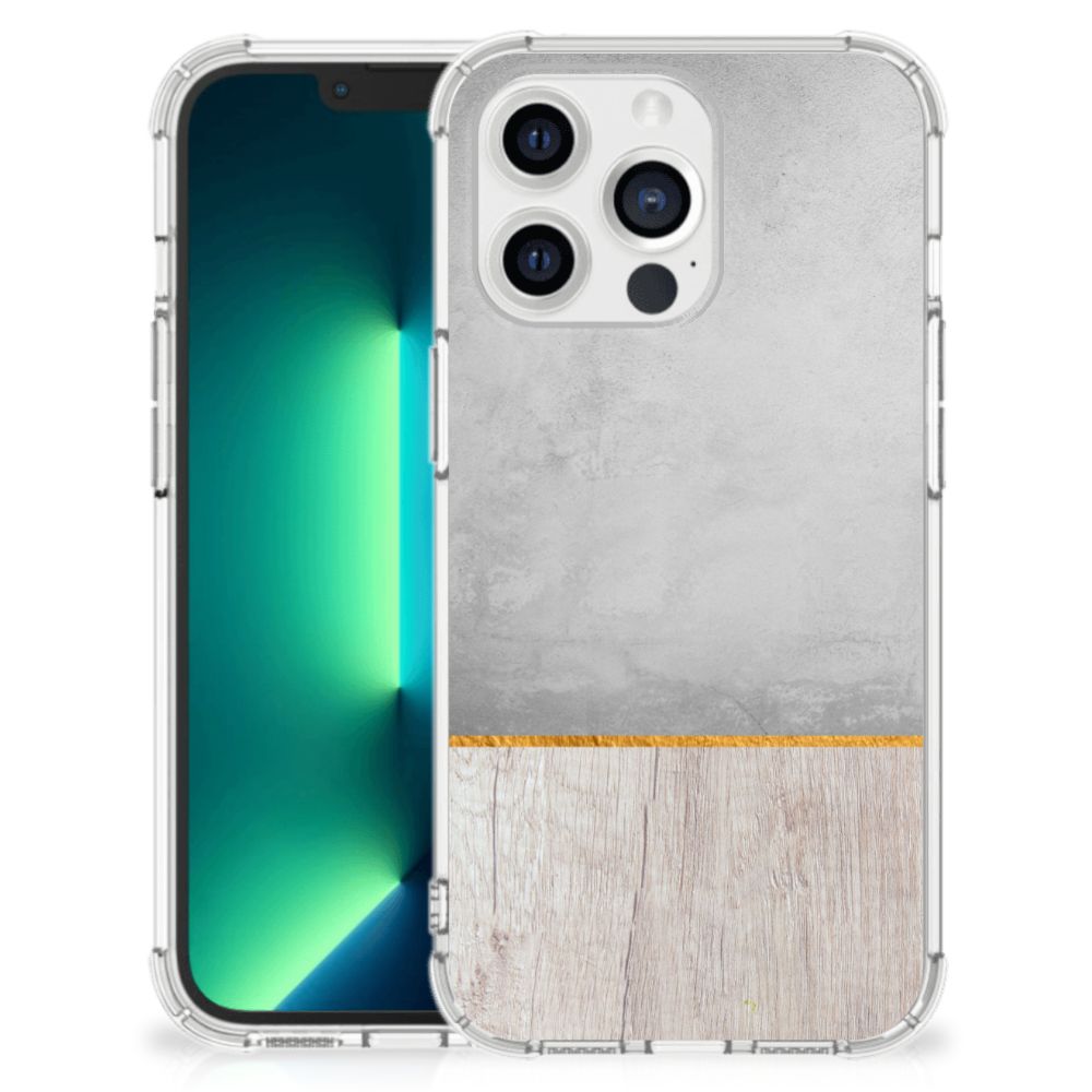 iPhone 13 Pro Max Stevig Telefoonhoesje Wood Concrete - B2C Telecom