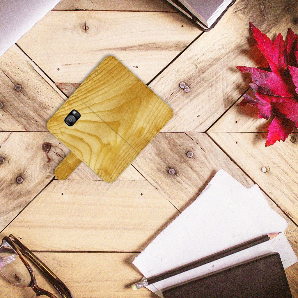 Samsung Galaxy S7 Edge Book Style Case Licht Hout