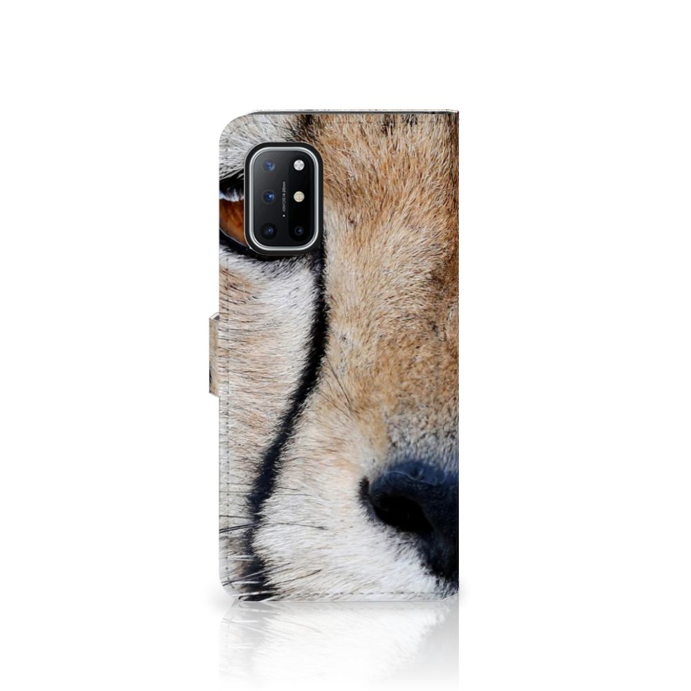 OnePlus 8T Telefoonhoesje met Pasjes Cheetah met close-up van cheeta gezicht
