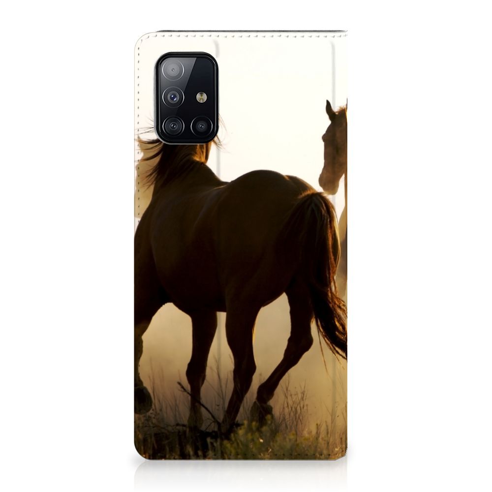 Samsung Galaxy A71 Hoesje maken Design Cowboy met paardenprint in de natuur