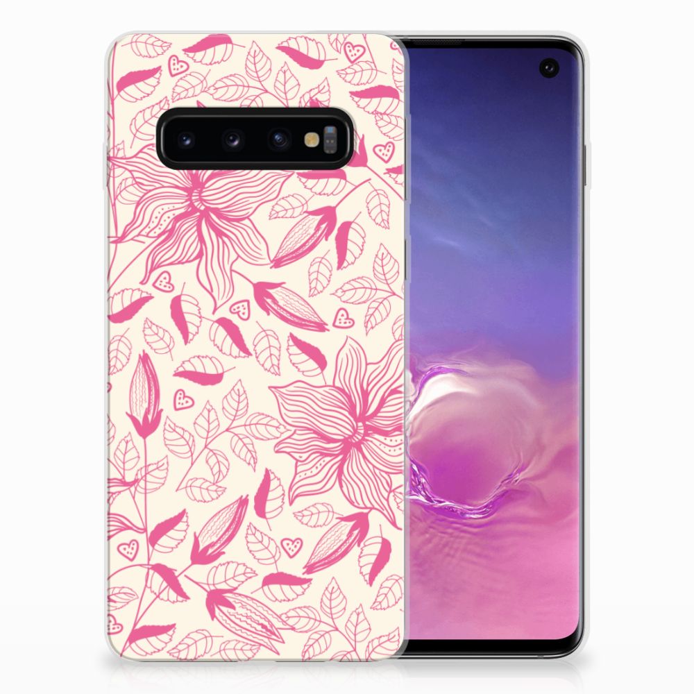Samsung Galaxy S10 TPU Case Pink Flowers