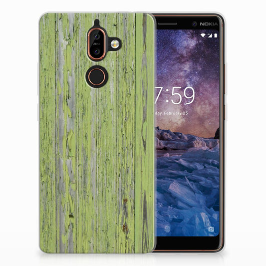 Nokia 7 Plus Bumper Hoesje Green Wood