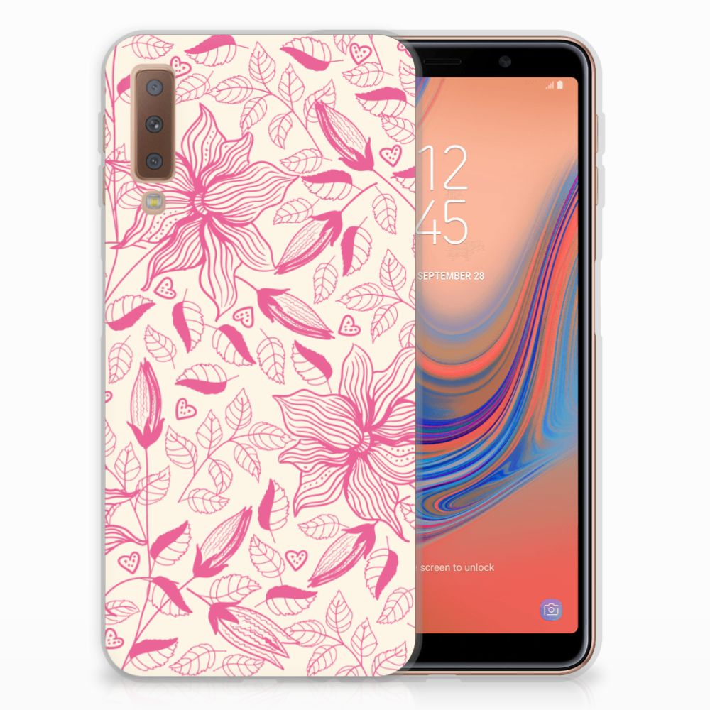 Samsung Galaxy A7 (2018) TPU Case Pink Flowers