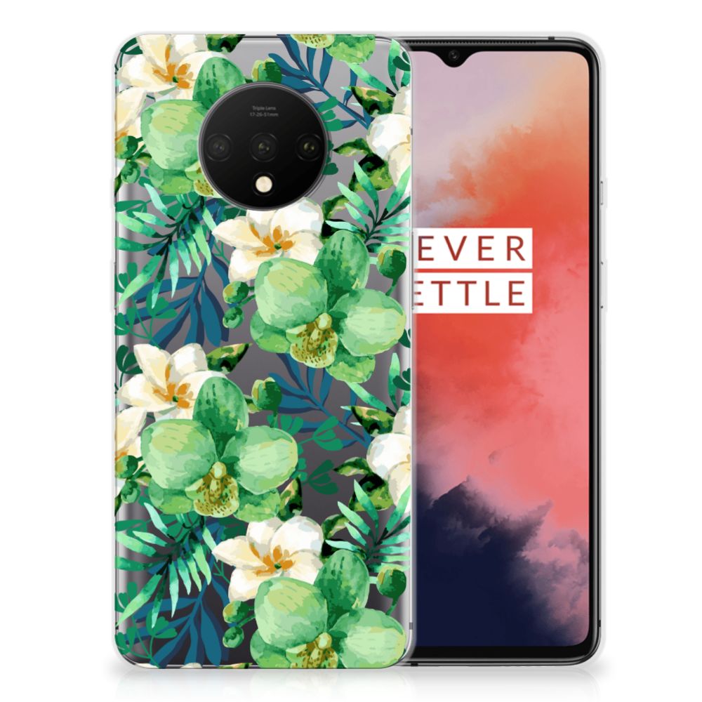 OnePlus 7T TPU Case Orchidee Groen