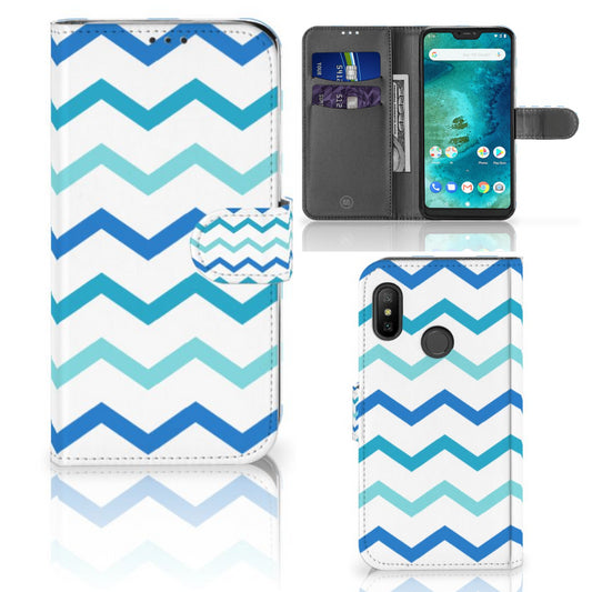 Xiaomi Mi A2 Lite Telefoon Hoesje Zigzag Blauw