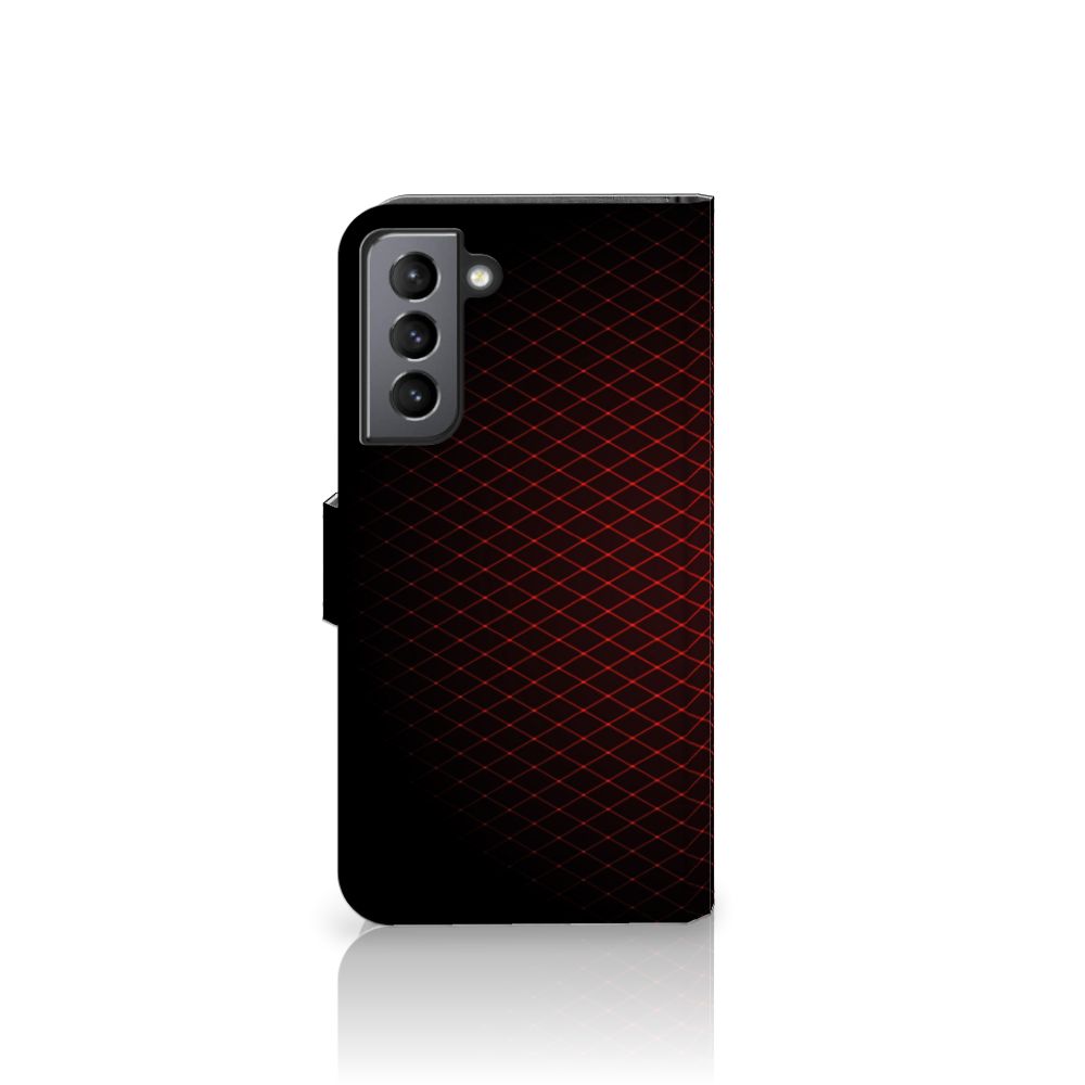 Samsung Galaxy S21 FE Telefoon Hoesje Geruit Rood met een modern en minimalistisch design.