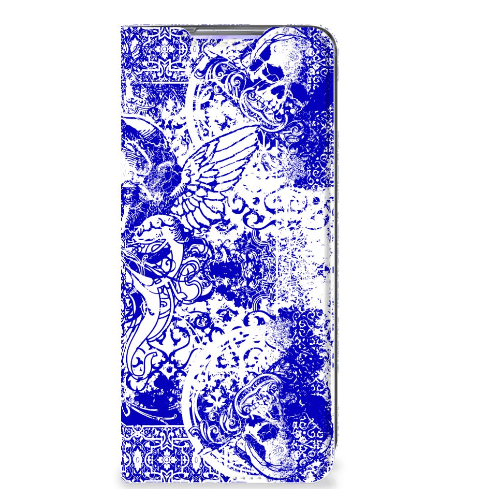 Mobiel BookCase Samsung Galaxy S20 Ultra Angel Skull Blauw