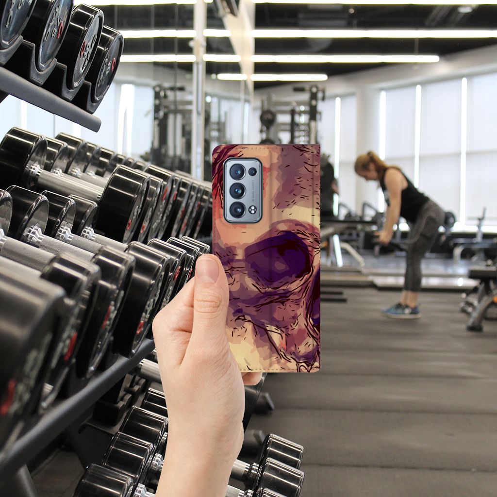 Mobiel BookCase OPPO Reno 6 Pro Plus 5G Skullhead - B2C Telecom